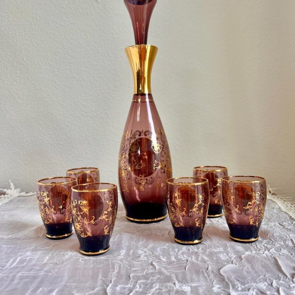 Murano Italian Decanter, Italian Glass, Vintage Barware, Italian Drinkware - Picture 4 of 10